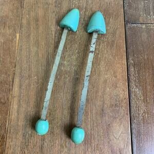 Antique metal & wood shoe shapers‎ stretchers savers pastel teal blue green